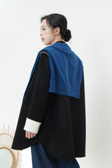 Cyan blue wool shoulder scarf