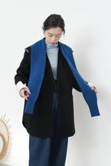 Cyan blue wool shoulder scarf