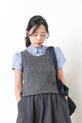 Grey split hem vest in premium wool