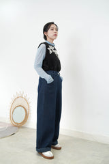 Black vest w/ 3D flower details
