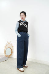 Black vest w/ 3D flower details