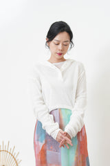 White soft knit net hoodies