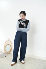 Black vest w/ 3D flower details