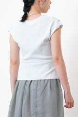 Baby blue vest in overlaping waist details