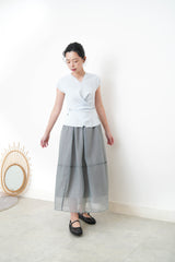 Grey chiffon layering skirt in elastic waist
