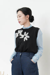 Black vest w/ 3D flower details