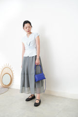 Grey chiffon layering skirt in elastic waist