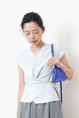 2 ways purple pillow bag w/ premium leather