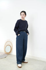 Navy pullover w/ white shirt layers