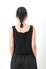 Black wavy texture crochet vest