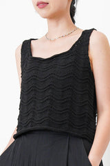Black wavy texture crochet vest