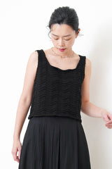 Black wavy texture crochet vest