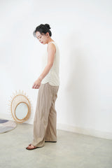 Checked texture vest w/ round hem