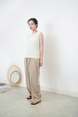 Checked texture vest w/ round hem