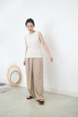 Checked texture vest w/ round hem