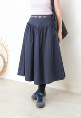 Navy A cut skirt w/ v shape cutting