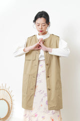 Ivory silky skirt with flower print