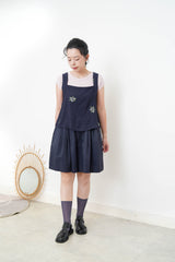 Navy square neck cami in cross embroidery
