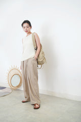 Checked texture vest w/ round hem