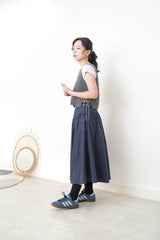 Navy A cut skirt w/ v shape cutting