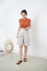 Orange brown minimal vest in round hem