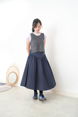 Navy A cut skirt w/ v shape cutting