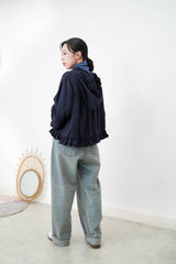 Navy peplum blouse w/ hoodies