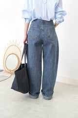 Stripes loose cut jeans