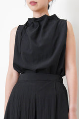 Black vest w/ gather collar strings