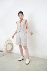 Orange brown minimal vest in round hem
