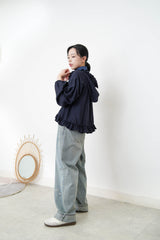 Navy peplum blouse w/ hoodies