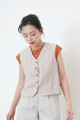 Brown stripes pattern vest