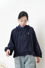 Navy peplum blouse w/ hoodies