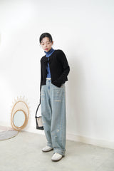 Straight cut jeans w/ elastic waistband