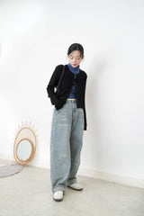 Straight cut jeans w/ elastic waistband