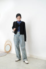 Straight cut jeans w/ elastic waistband