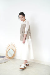 Beige thin strap button cami vest