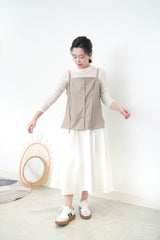 Beige thin strap button cami vest