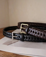 Leather woven belt