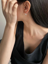 Silver double rings earrings