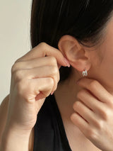 Silver double rings earrings