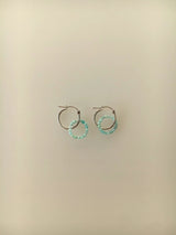 Silver double rings earrings with beads