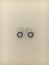 Silver double rings earrings with beads