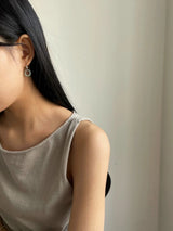 Silver double rings earrings with beads