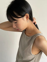 Silver double rings earrings with beads