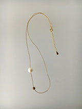 Silver minimal pearl necklace