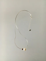 Silver minimal pearl necklace
