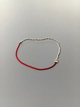 Red rope with silver beads bracelet