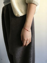 Red rope with silver beads bracelet