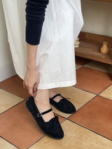 Suede style loafer with straps